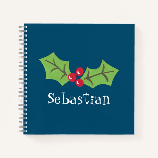 Carnet de Noël personnalisé Holly & Berries (Devant)