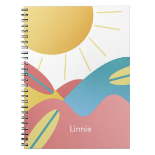 Carnet de nom de soleil de surf cool