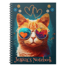 Carnet de nom personnalisé de chat orange