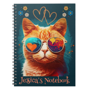 Carnet de nom personnalisé de chat orange