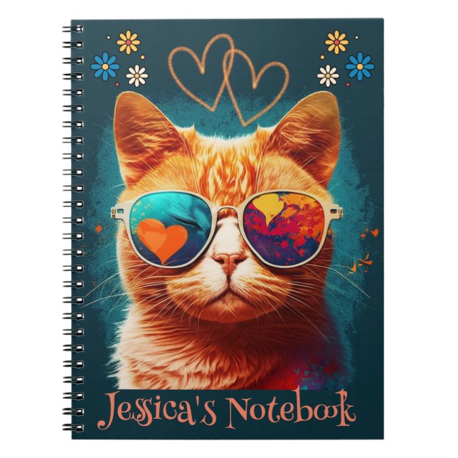 Carnet de nom personnalisé de chat orange (Devant)