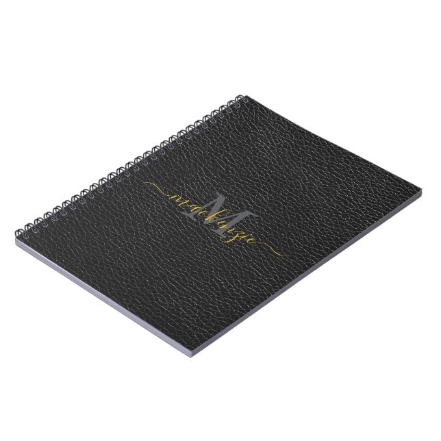 Carnet de nom personnalisé en simili cuir noir (Côté gauche)