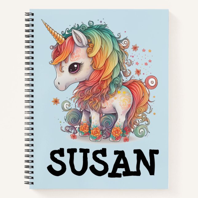 CARNET DE NOM PERSONNALISÉ UNICORN SPIRAL (Devant)