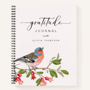 Carnet de noms de feuillage d'oiseau de gratitude