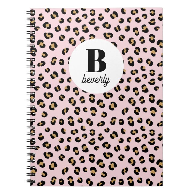 Carnet de notes à monogramme avec imprimé léopard  (Devant)