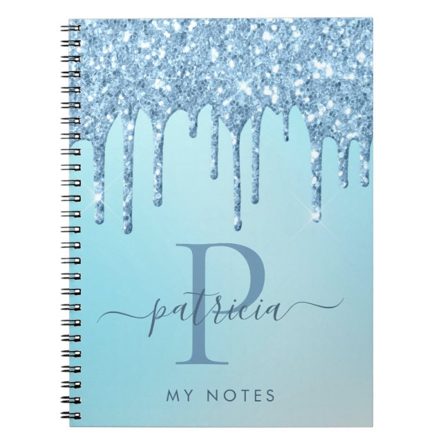 Carnet de notes à monogramme élégant avec gouttes  (Devant)