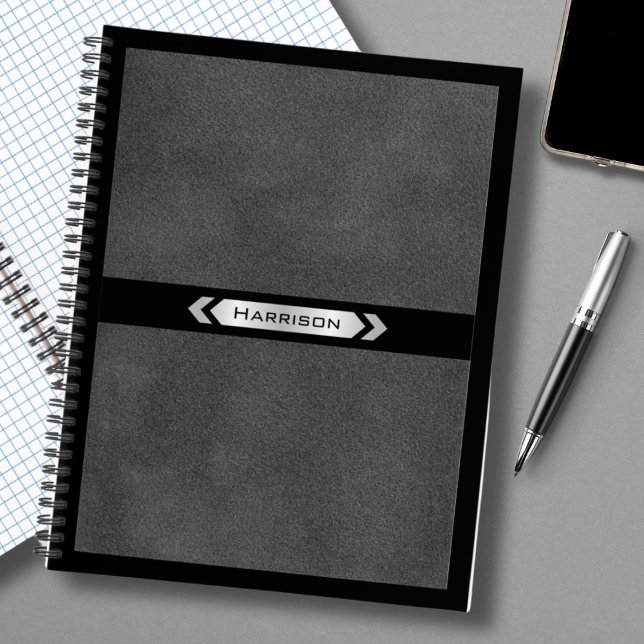 Carnet de notes à monogramme gris noir exécutif (A premium notebook designed with sophisticated style for the professional executive )