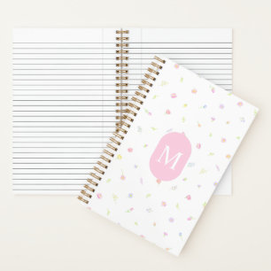 Carnet de notes à monogramme rose pastel fleur sau