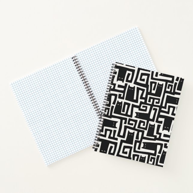 Carnet de notes à motif de chat noir abstrait (Intérieur)