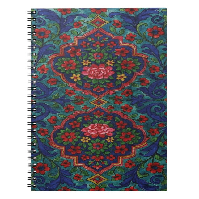 Carnet de notes à motif de tapis persan – Élégante (Devant)