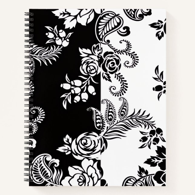 Carnet de notes à motif floral monochrome moderne (Devant)