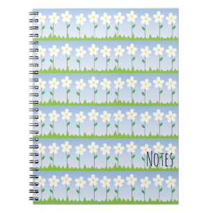 Carnet de notes à spirale de fleurs blanches