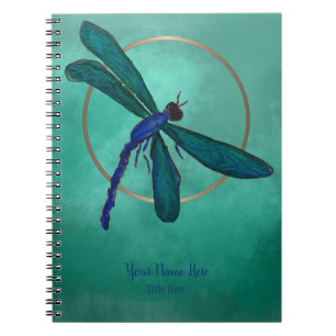 Carnet de notes à spirale de libellule bleue et