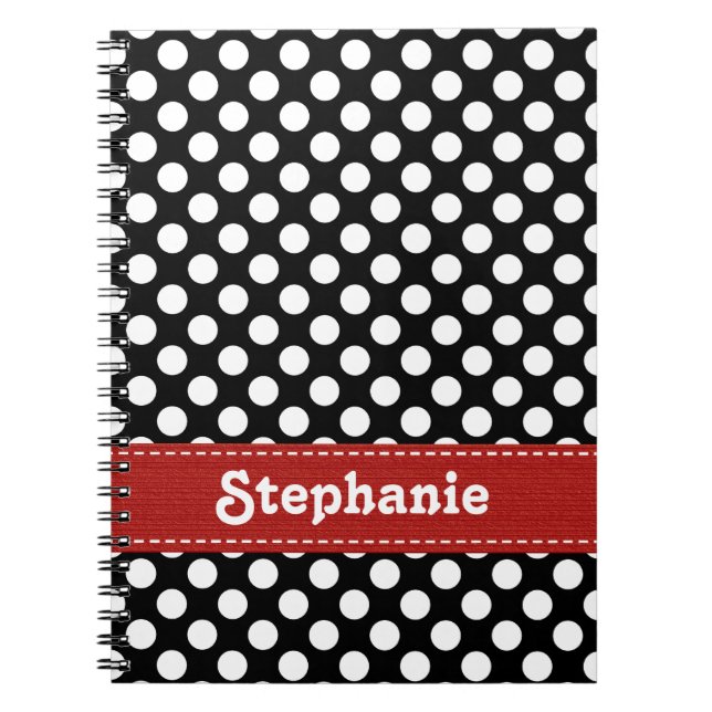 Carnet de notes à spirale de polka de journal noir (Devant)