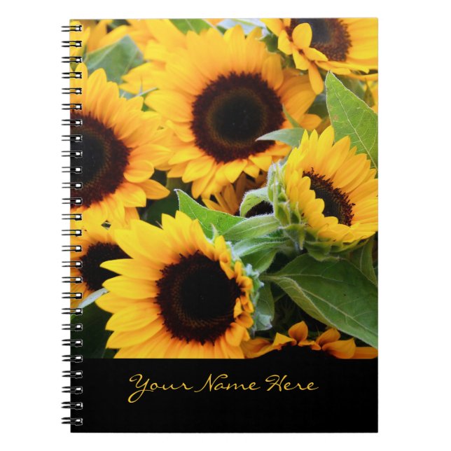 Carnet de notes à spirale de tournesols avec le (Devant)