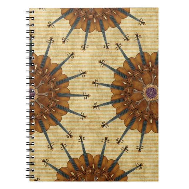 Carnet de notes à spirale de tournesols de violon (Devant)