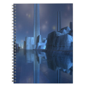 Carnet de notes à spirale de ville étrangère bleue
