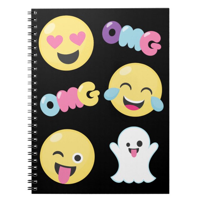 Carnet de notes à spirale d'émotions d'OMG Emoji (Devant)