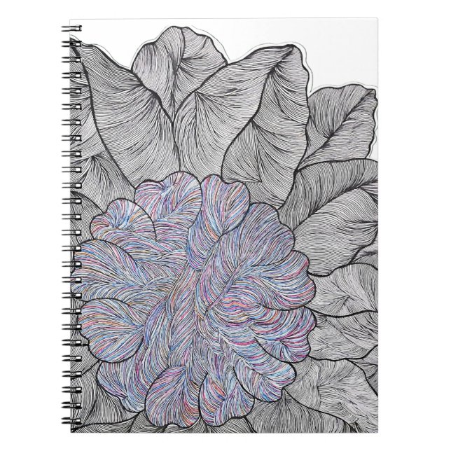 Carnet de notes à spirale floral abstrait dessiné  (Devant)