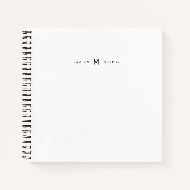 Carnet de notes à typographie élégante avec monogr (Devant)