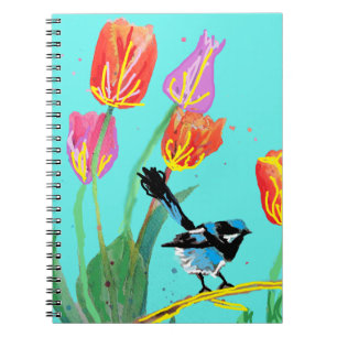 Carnet de notes abstrait oiseau Blue Wren australi