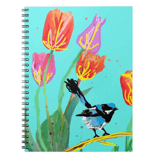 Carnet de notes abstrait oiseau Blue Wren australi (Devant)