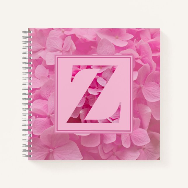 Carnet de notes Alphabet floral rose Lettre "Z" (Devant)