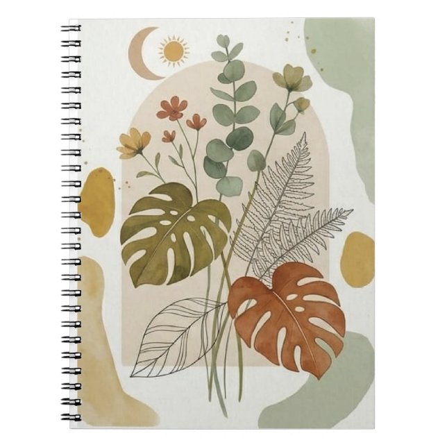 Carnet de notes aquarelle bohème moderne (Devant)