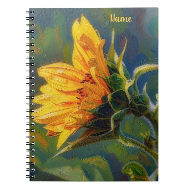 Carnet de notes artistique de tournesol à personna (Devant)