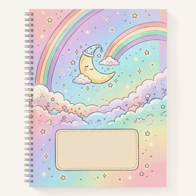 Carnet de notes au nom de la lune pastel (Devant)