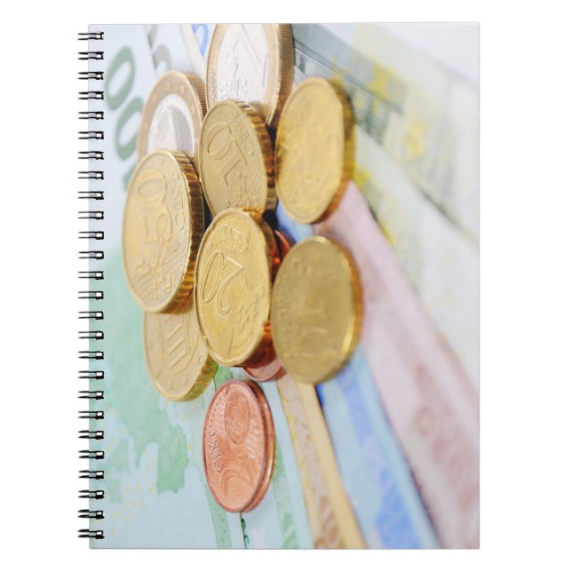 Carnet de notes avec motif monétaire en euros (Devant)