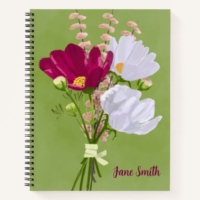 Carnet de notes Bouquet de Cosmos Rose et Blanc  (Devant)