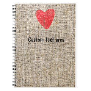 Carnet de notes Burlap Red Stamp Heart Valentine