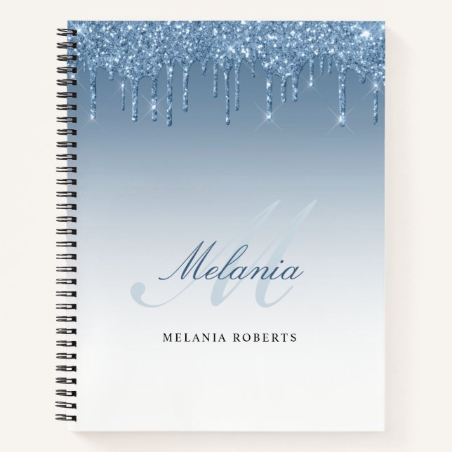 carnet de notes calligraphie monogramme paillettes (Devant)