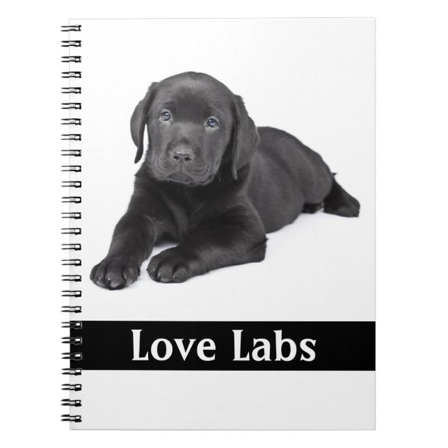 Carnet de notes chiot Labrador Retriever noir Love (Devant)