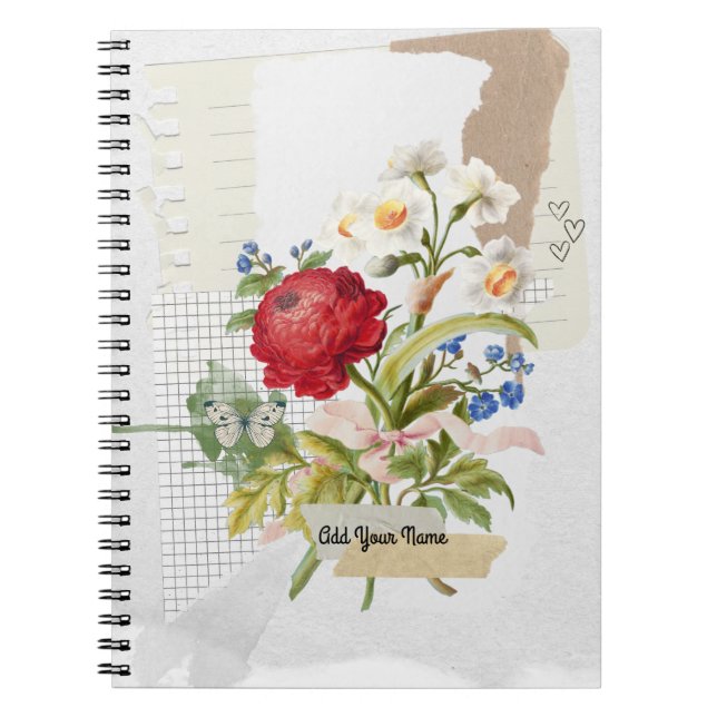 Carnet de notes Collage de fleurs vintage PERSONNA (Devant)