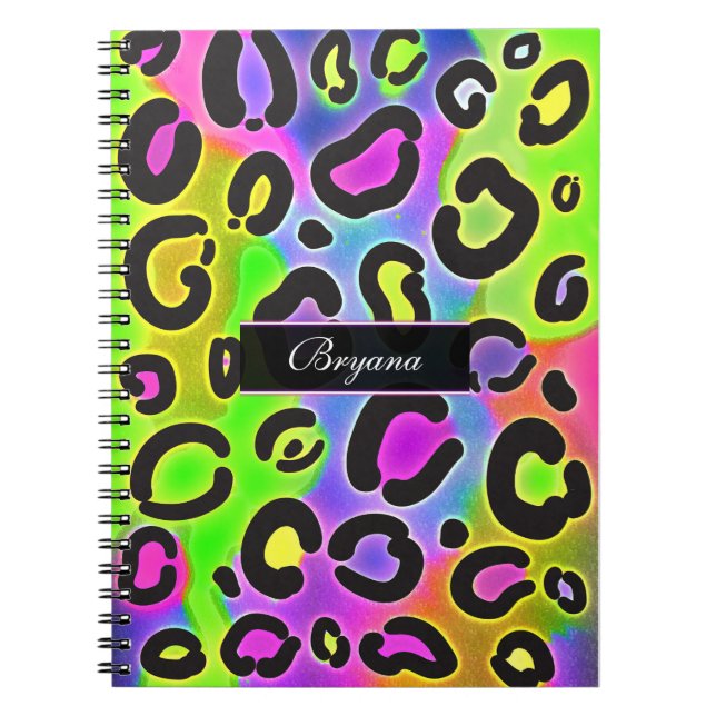 Carnet de notes couleur guépard léopard arc-en-cie (Devant)