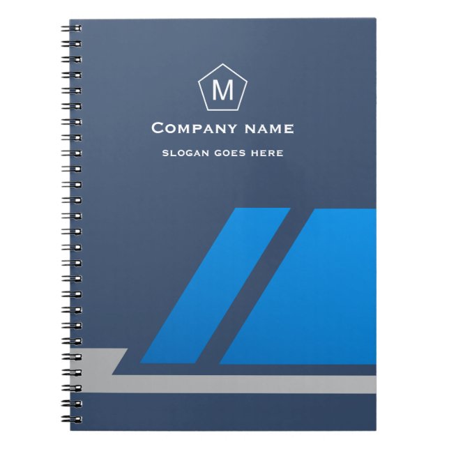 Carnet de notes d'affaires géométrique bleu modern (Devant)
