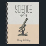 Carnet de notes de cours de sciences personnalisée<br><div class="desc">Un carnet en spirale scientifique pour vos notes de cours,  avec un microscope. Retour à l'école indispensable.</div>