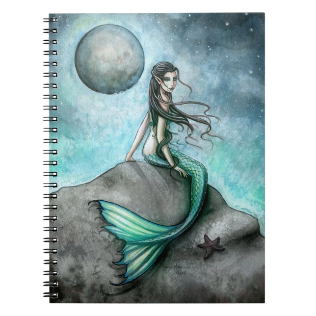 Carnet de notes de fantasy Sirène de Lune Sombre (Devant)