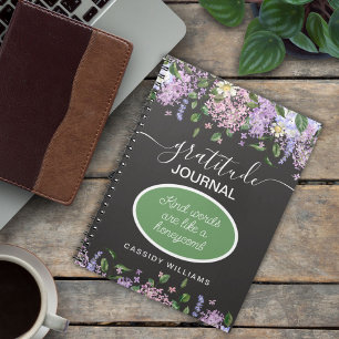 carnet de notes de gratitude aux fleurs de lavande