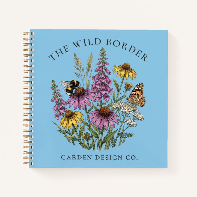 Carnet de notes de jardin botanique bleu pour poll (Devant)