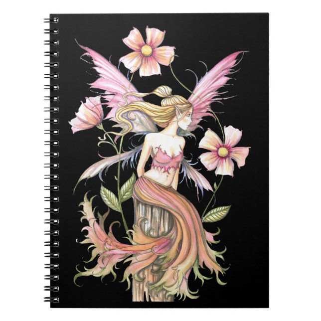 Carnet de notes de la fée à la fleur rose (Devant)