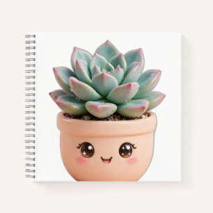Carnet de notes de plante grasse kawaii intérieure