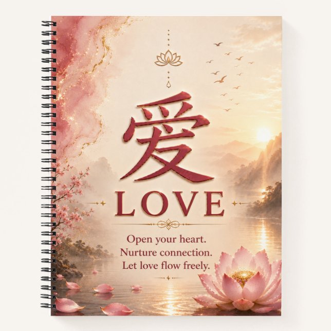 Carnet de notes du caractère chinois Amour (愛) (Devant)
