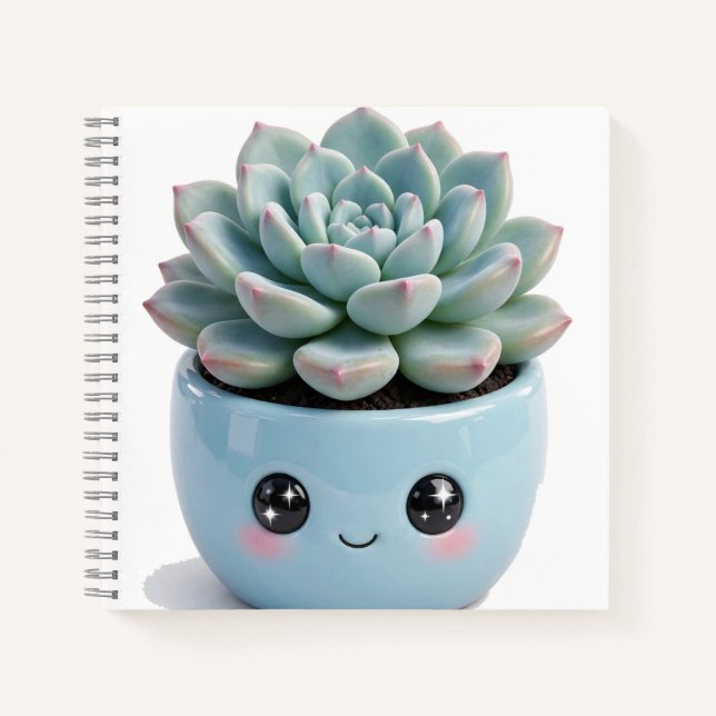 Carnet de notes Echeveria Kawaii Plante d'intérieu (Devant)
