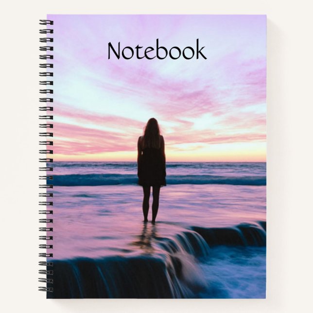 Carnet de notes élégant de la belle mer plage (Devant)