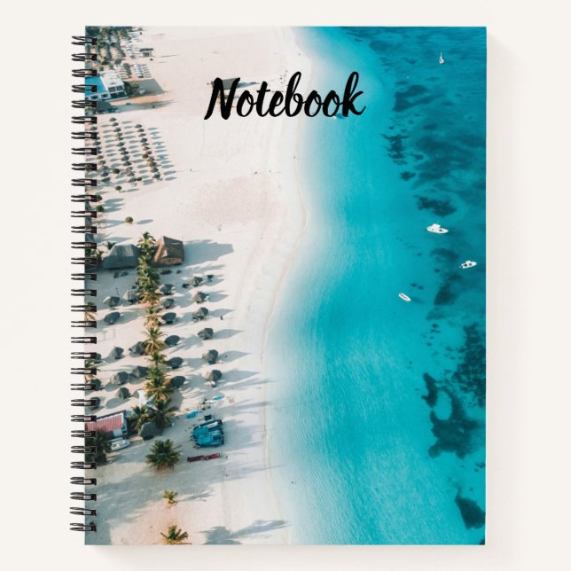 Carnet de notes élégant de la belle plage de mer (Devant)