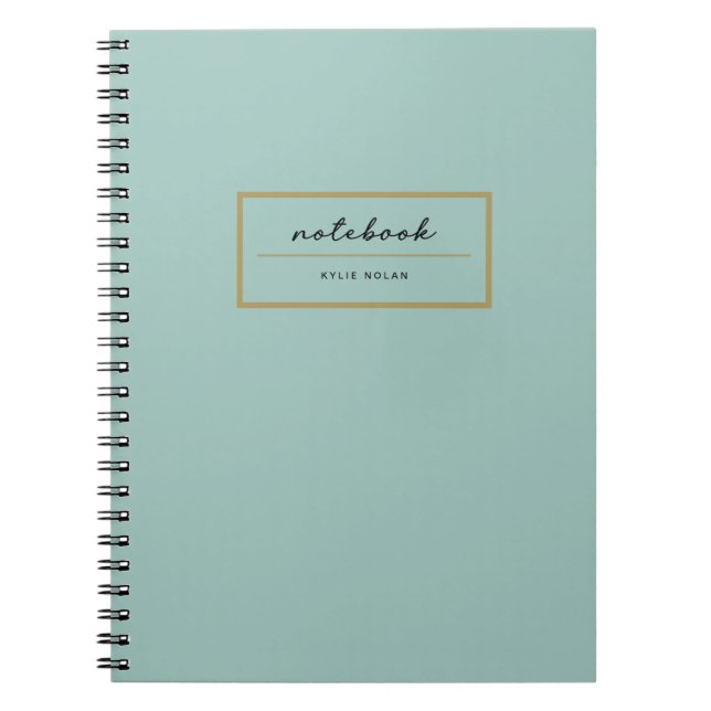 Carnet de notes élégant Monogramme Vert Or (Devant)