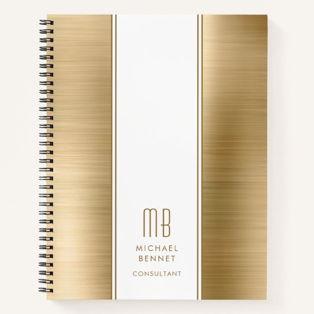 Carnet de notes en métal doré à personnaliser (Devant)